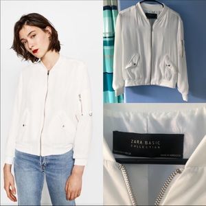 Zara White Bomber Jacket